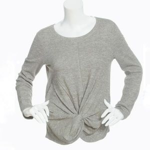 CABLE & GAUGE Sz S Twist Front Knit 3/4 Sleeve Gray Top
